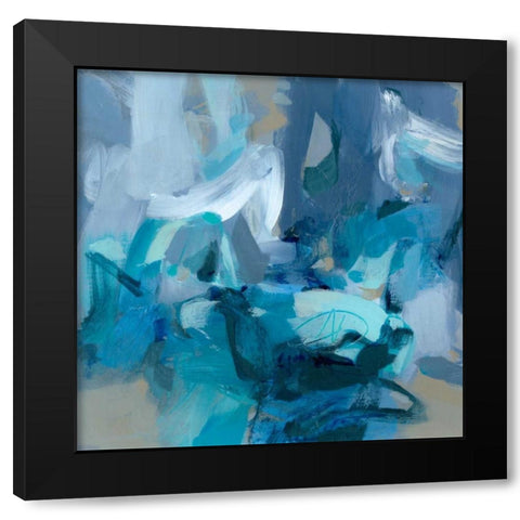 Abstract Blues II Black Modern Wood Framed Art Print by Long, Christina