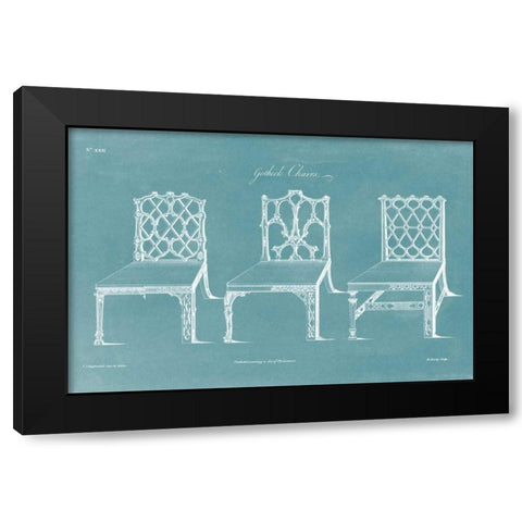 Design for a Chair II Black Modern Wood Framed Art Print by Chippendale, Thomas