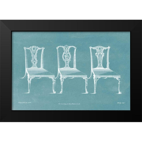 Design for a Chair III Black Modern Wood Framed Art Print by Chippendale, Thomas