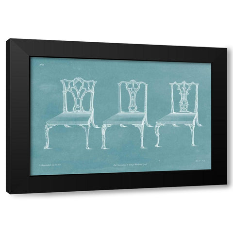 Design for a Chair IV Black Modern Wood Framed Art Print by Chippendale, Thomas