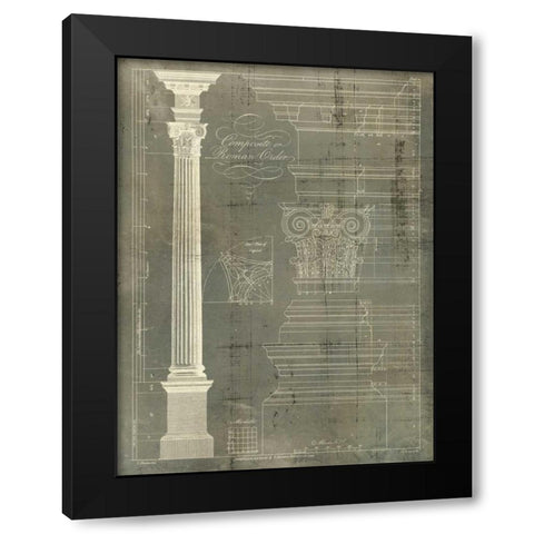 Column Blueprint I Black Modern Wood Framed Art Print by Sheraton, Thomas