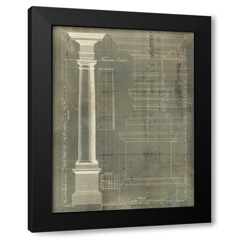 Column Blueprint III Black Modern Wood Framed Art Print with Double Matting by Sheraton, Thomas