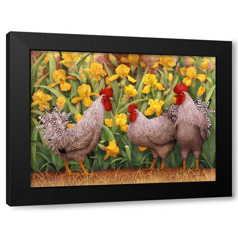 Roosters en Place II Black Modern Wood Framed Art Print with Double Matting by Matcham, Marcia