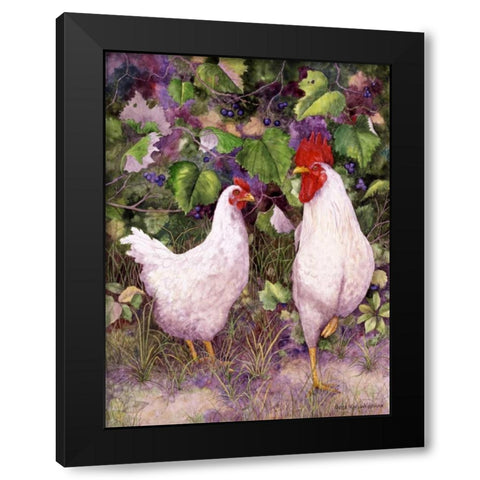 Roosters en Place IV Black Modern Wood Framed Art Print with Double Matting by Matcham, Marcia