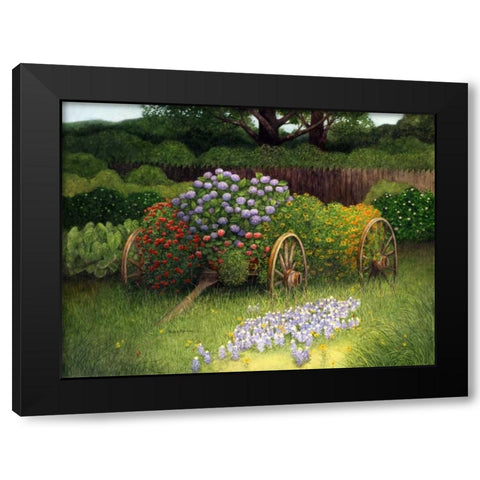 Flower Wagon Black Modern Wood Framed Art Print by Matcham, Marcia