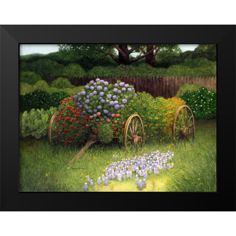 Flower Wagon Black Modern Wood Framed Art Print by Matcham, Marcia