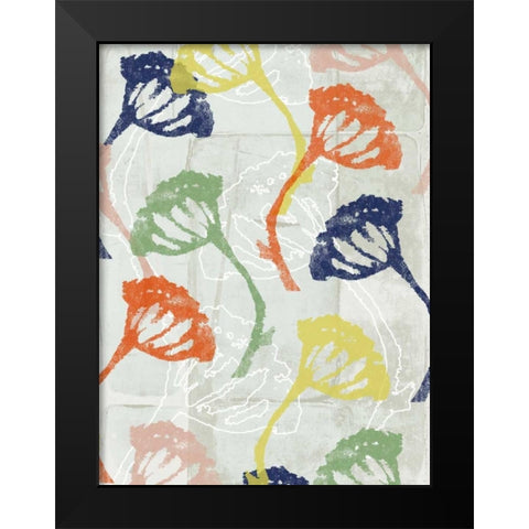 Stamped Floral II Black Modern Wood Framed Art Print by Goldberger, Jennifer