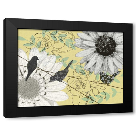 Birds on a Wire I Black Modern Wood Framed Art Print with Double Matting by Reynolds, Jade