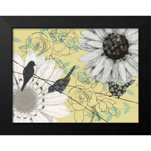 Birds on a Wire I Black Modern Wood Framed Art Print by Reynolds, Jade