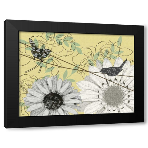 Birds on a Wire II Black Modern Wood Framed Art Print by Reynolds, Jade