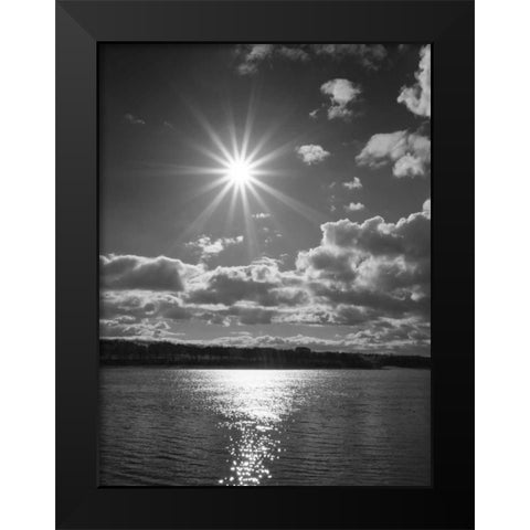 Sun Burst Black Modern Wood Framed Art Print by Henson, Martin