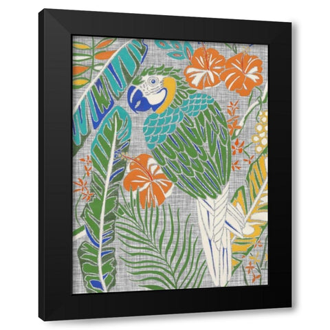 Tropical Macaw Black Modern Wood Framed Art Print by Zarris, Chariklia