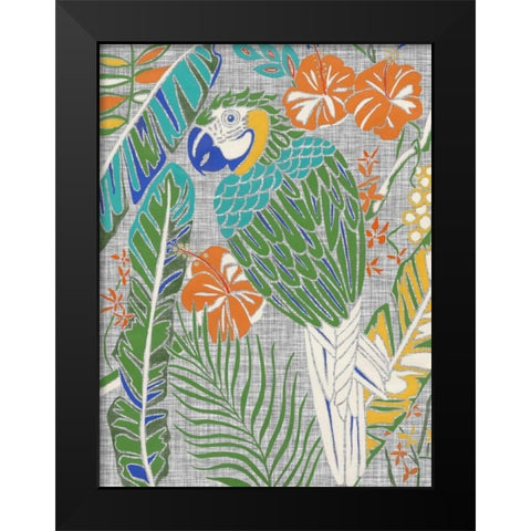 Tropical Macaw Black Modern Wood Framed Art Print by Zarris, Chariklia