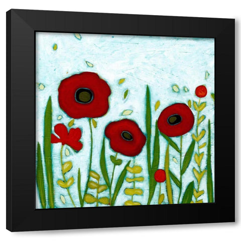 Precious Poppies I Black Modern Wood Framed Art Print by Vess, June Erica