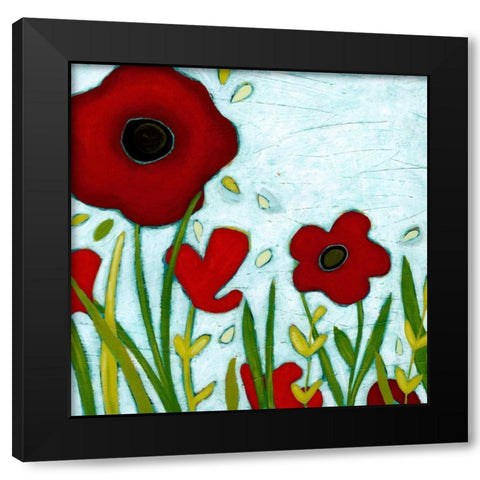 Precious Poppies III Black Modern Wood Framed Art Print by Vess, June Erica