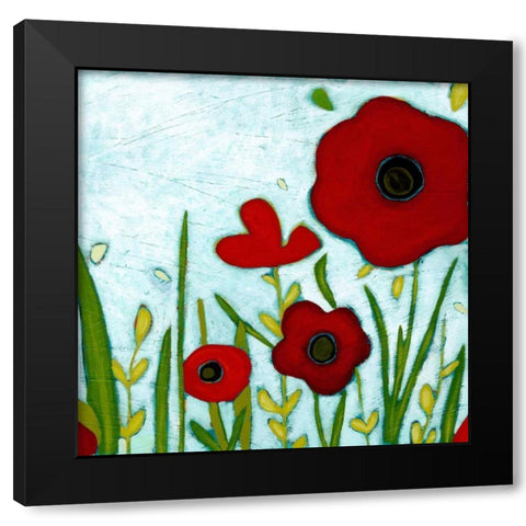 Precious Poppies IV Black Modern Wood Framed Art Print by Vess, June Erica