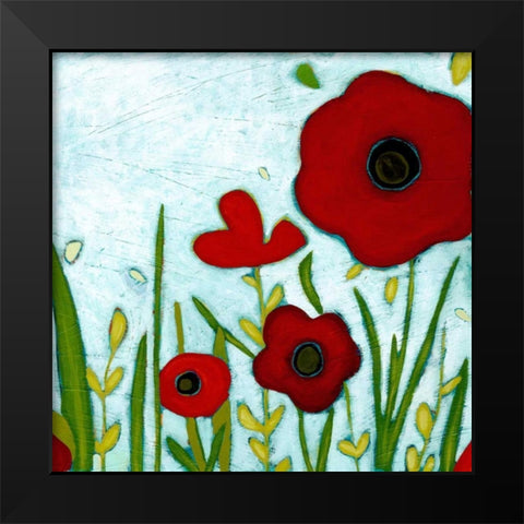 Precious Poppies IV Black Modern Wood Framed Art Print by Vess, June Erica