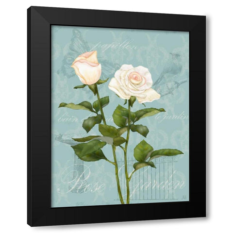 Cream Rose II Black Modern Wood Framed Art Print by Reynolds, Jade