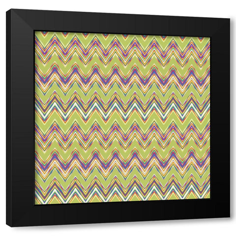 Chevron Waves V Black Modern Wood Framed Art Print with Double Matting by Hoffman, Katia