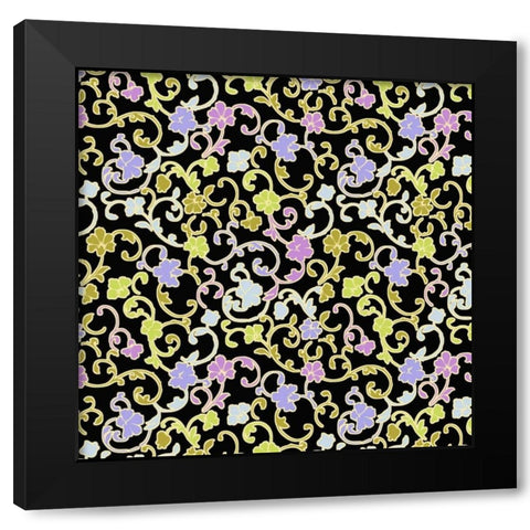 Vintage Calico II Black Modern Wood Framed Art Print with Double Matting by Hoffman, Katia