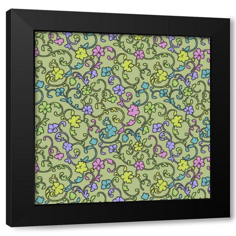 Vintage Calico IV Black Modern Wood Framed Art Print with Double Matting by Hoffman, Katia
