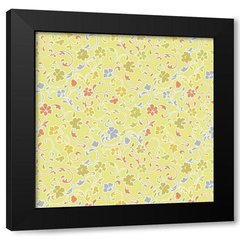 Vintage Calico V Black Modern Wood Framed Art Print by Hoffman, Katia
