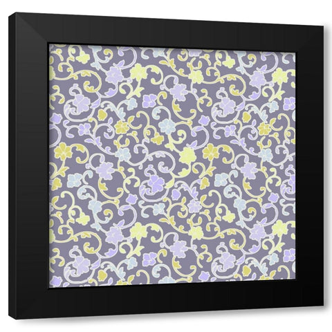 Vintage Calico VI Black Modern Wood Framed Art Print with Double Matting by Hoffman, Katia