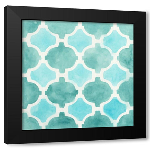 Watercolor Tile II Black Modern Wood Framed Art Print with Double Matting by Vess, June Erica