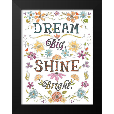 Happy Sentiments I Black Modern Wood Framed Art Print by Vess, June Erica