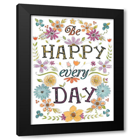 Happy Sentiments II Black Modern Wood Framed Art Print with Double Matting by Vess, June Erica