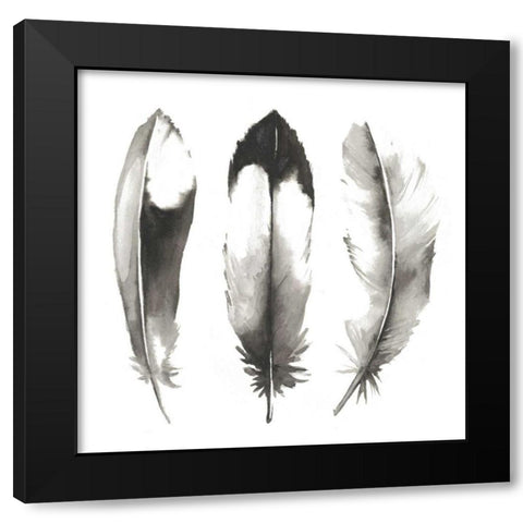 Watercolor Feathers II Black Modern Wood Framed Art Print with Double Matting by Popp, Grace