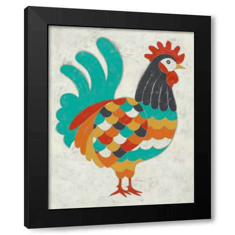 Country Chickens I Black Modern Wood Framed Art Print with Double Matting by Zarris, Chariklia