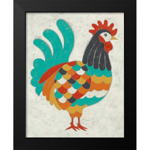 Country Chickens I Black Modern Wood Framed Art Print by Zarris, Chariklia