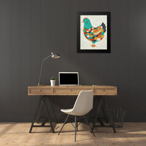 Country Chickens II Black Modern Wood Framed Art Print by Zarris, Chariklia