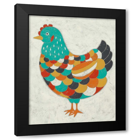 Country Chickens II Black Modern Wood Framed Art Print with Double Matting by Zarris, Chariklia