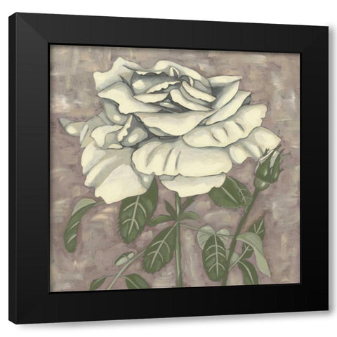 Silver Rose I Black Modern Wood Framed Art Print with Double Matting by Zarris, Chariklia