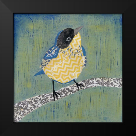 Patchwork Wren II Black Modern Wood Framed Art Print by Popp, Grace
