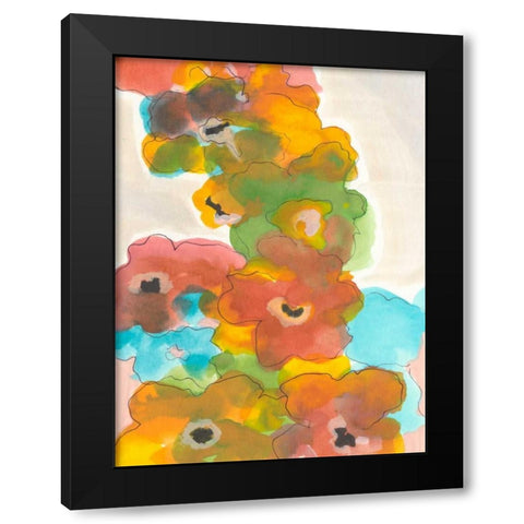 Floral Cascade I Black Modern Wood Framed Art Print with Double Matting by Fuchs, Jodi