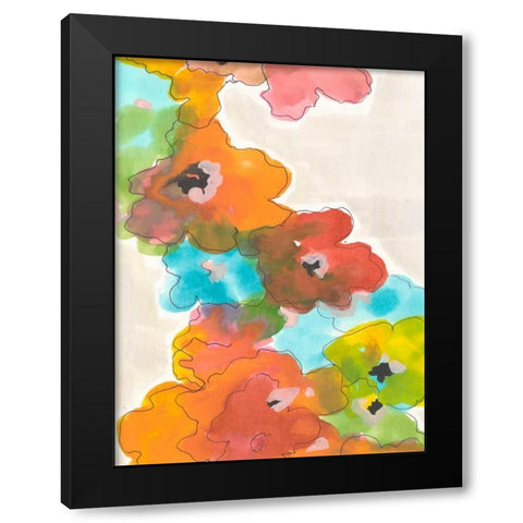 Floral Cascade II Black Modern Wood Framed Art Print with Double Matting by Fuchs, Jodi