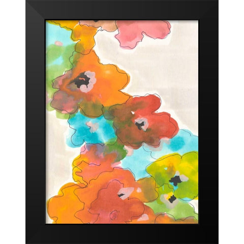 Floral Cascade II Black Modern Wood Framed Art Print by Fuchs, Jodi