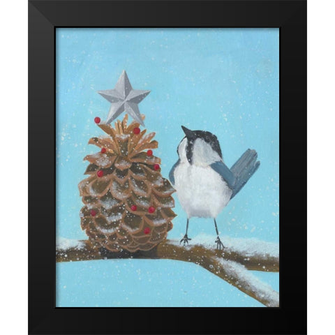 Chickadee Christmas II 2-Up Black Modern Wood Framed Art Print by Popp, Grace