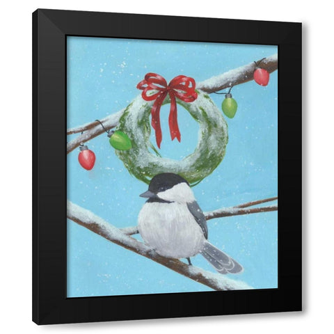 Chickadee Christmas III 2-Up Black Modern Wood Framed Art Print with Double Matting by Popp, Grace