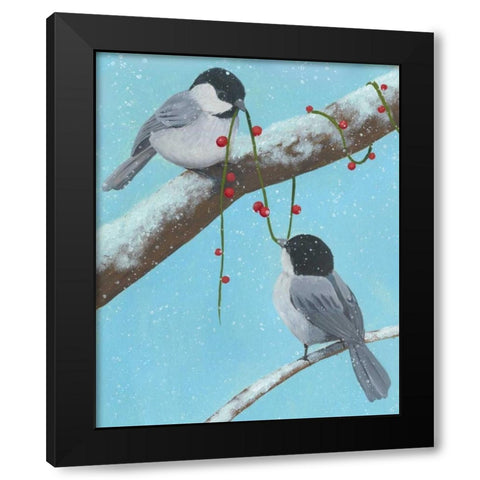 Chickadee Christmas IV 2-Up Black Modern Wood Framed Art Print with Double Matting by Popp, Grace