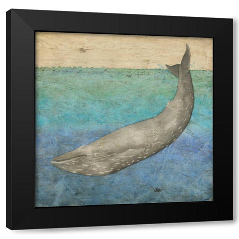 Diving Whale I Black Modern Wood Framed Art Print by Meagher, Megan