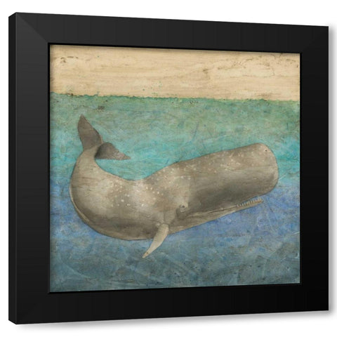 Diving Whale II Black Modern Wood Framed Art Print with Double Matting by Meagher, Megan