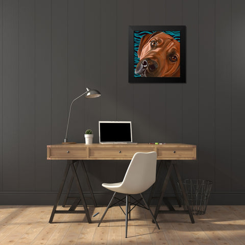 Dlynns Dogs - Bunsen Black Modern Wood Framed Art Print by Roll, Dylnn