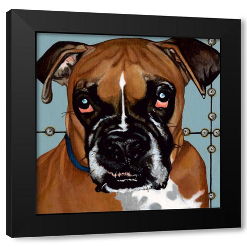 Dlynns Dogs - Rocco Black Modern Wood Framed Art Print with Double Matting by Roll, Dylnn