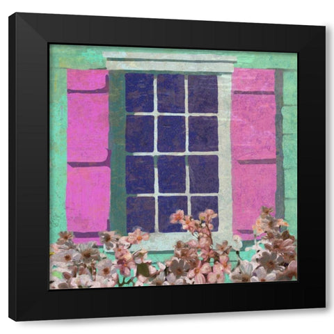 Window Floral II Black Modern Wood Framed Art Print with Double Matting by Novak, Rick