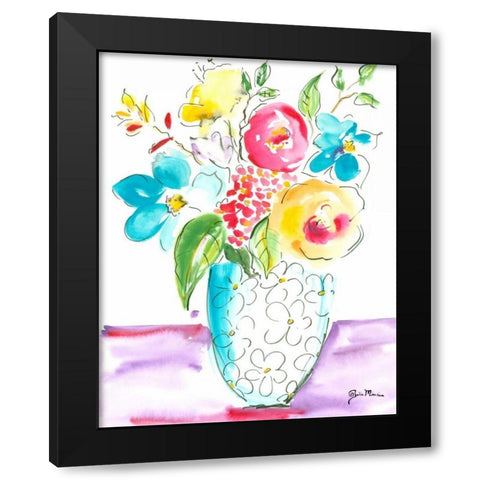 Flower Burst Vase I Black Modern Wood Framed Art Print by Minasian, Julia