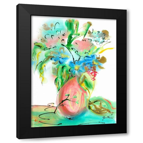 Flower Burst Vase II Black Modern Wood Framed Art Print with Double Matting by Minasian, Julia
